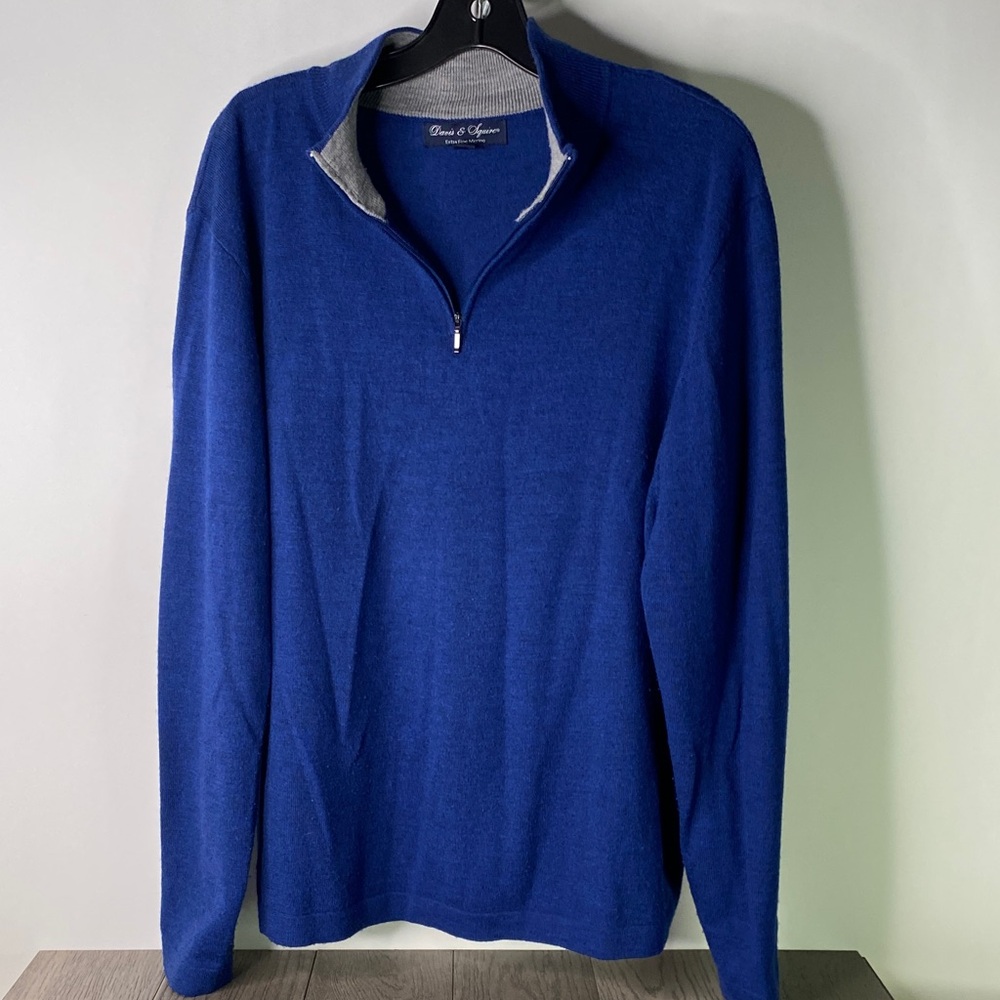 Davis & Squire Extra Fine Merino Wool Men's Size XL Royal Blue Sweater - 1404